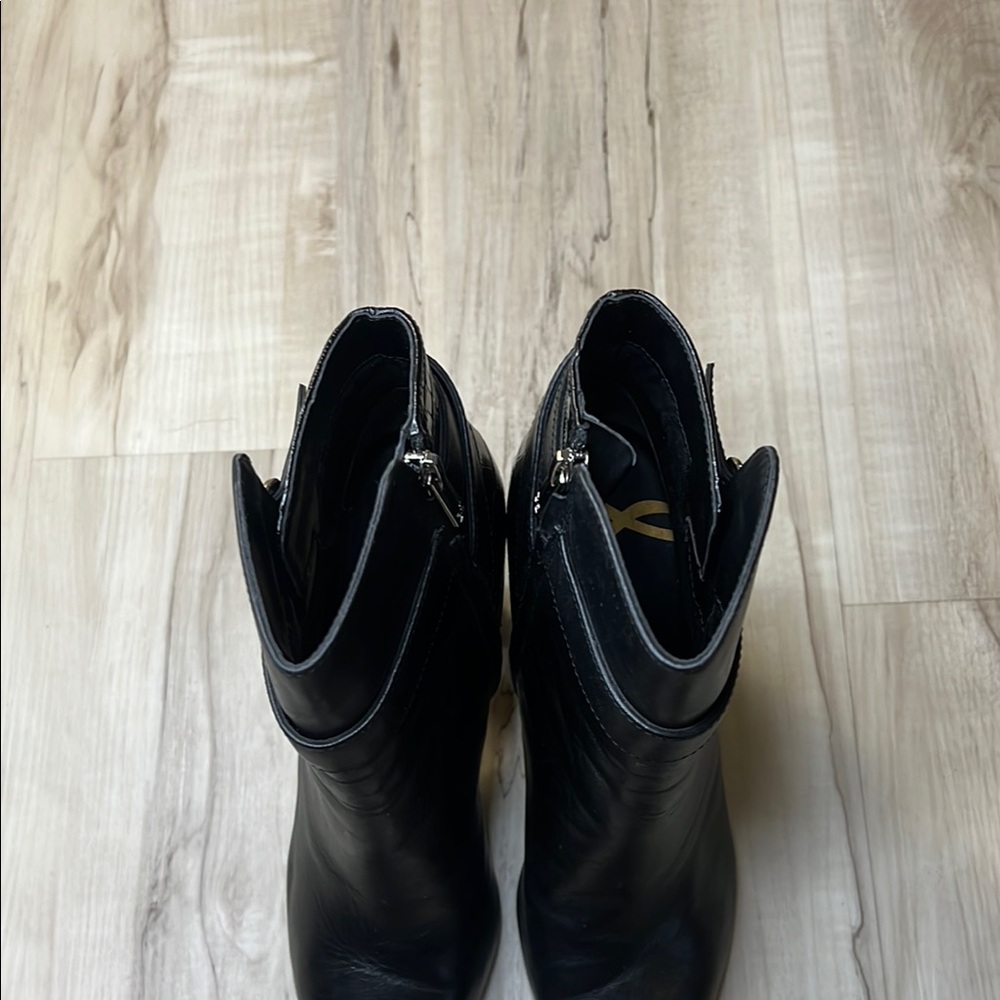 Sam Edelman Black Croc-Embossed Ankle Boots - Picture 9 of 10